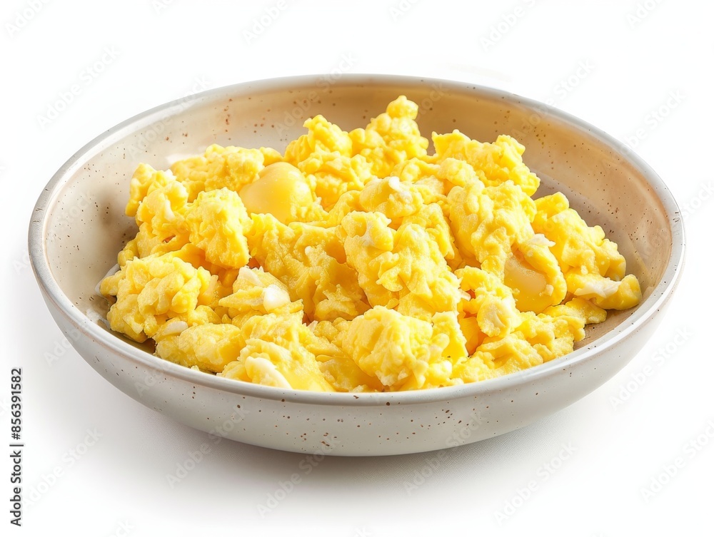 Ultra realistic, Scrambled eggs on the modern plate, Unsplash, Isolated, on white background Ultra realistic, Scrambled eggs on the modern plate, Unsplash, Isolated, on white background