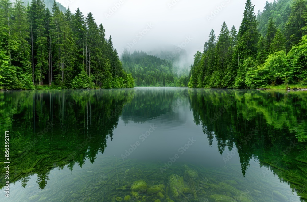 serene forest lake surrounded by lush green trees serene forest lake surrounded by lush green trees