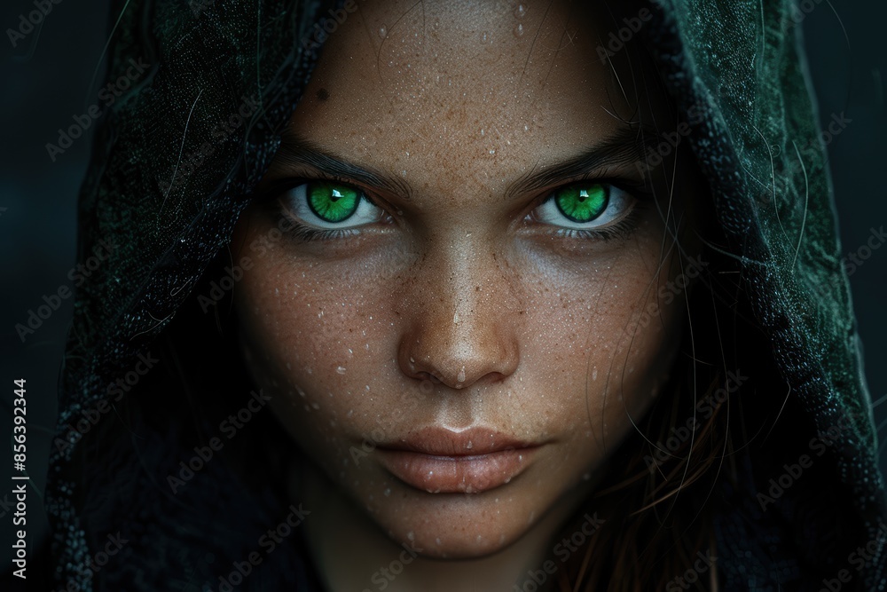 Mysterious person with piercing green eyes Mysterious person with piercing green eyes