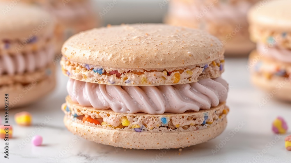 Colorful macaroon with creamy filling Colorful macaroon with creamy filling