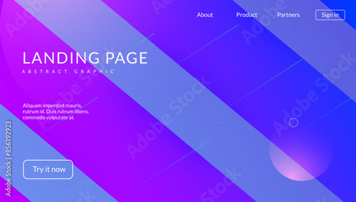 Technology Art. House Business Design. Blue Vibrant Pattern. Abstract Concept. Neon Geometry Brochure. Gradient Page. Paper Landing Page. Pink Technology Art
