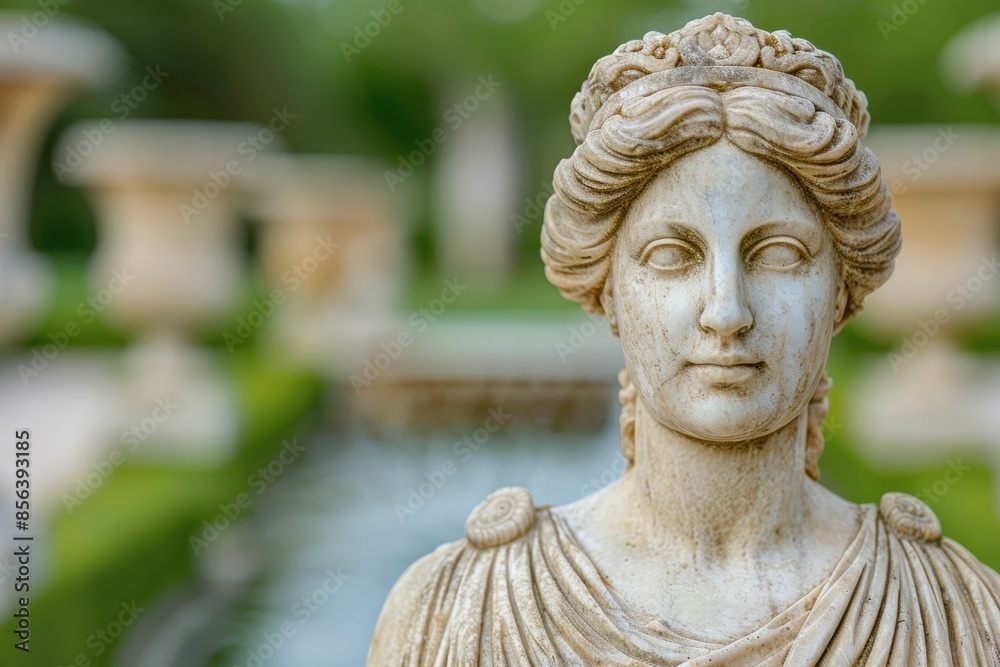 Ornate stone statue of a figure with intricate details Ornate stone statue of a figure with intricate details