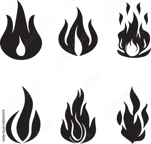 Fire flame icon collection. Fire flame symbol. Bonfire silhouette logotype. Flames symbols set flat style - stock vector.