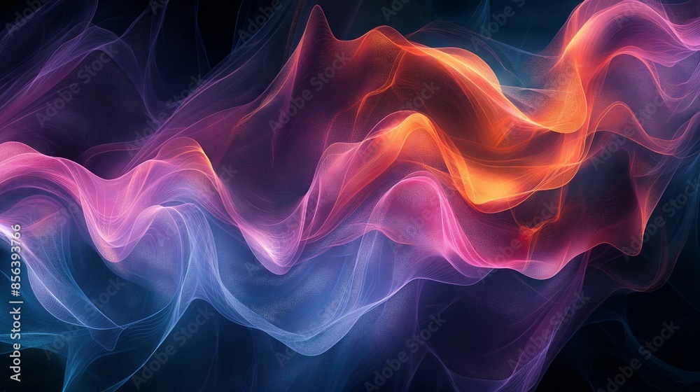 Abstract colorful waves of light on a dark background. Abstract colorful waves of light on a dark background.