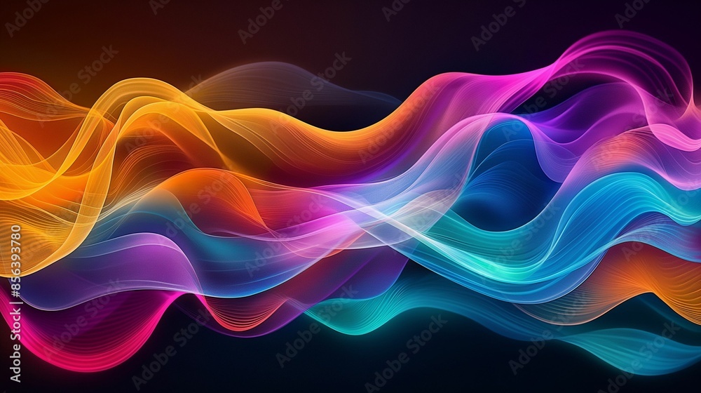 Abstract colorful waves of light on a dark background. Abstract colorful waves of light on a dark background.