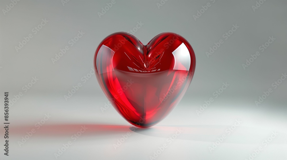 Image of a red glass heart on a white background. Image of a red glass heart on a white background.