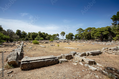 The Epidaurus Ancient Theatre is a theatre in the Greek old city of Epidaurus dedicated to the ancient Greek God of medicine, Asclepius. photo