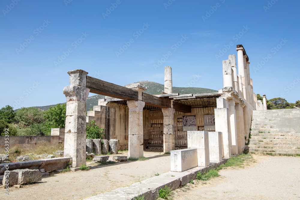 The Epidaurus Ancient Theatre is a theatre in the Greek old city of Epidaurus dedicated to the ancient Greek God of medicine, Asclepius. The Epidaurus Ancient Theatre is a theatre in the Greek old city of Epidaurus dedicated to the ancient Greek God of medicine, Asclepius.