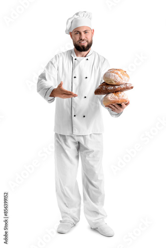 Male baker with loaves of f...