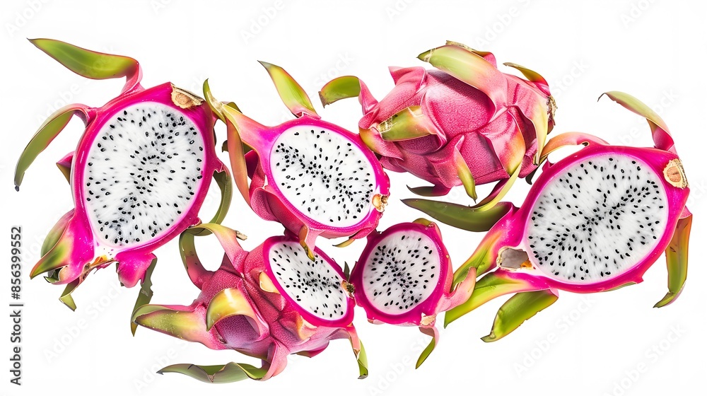 dragon fruit isolated on white background. 