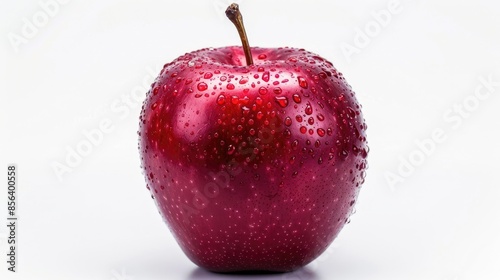 Single red apple on white background photo