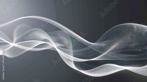 White abstract dynamic line wavy glowing on grey background