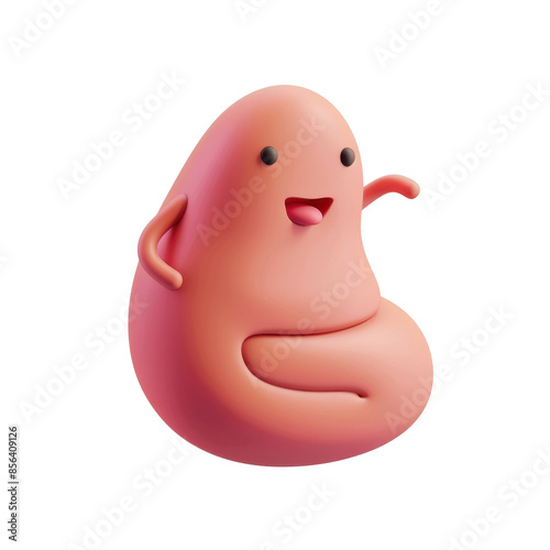 3D illustration of a cute and happy kidney cartoon character with a friendly expression, isolated on a white background. photo