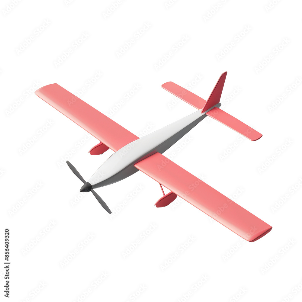 3D illustration of a small red and white airplane with a propeller. Ideal for aviation, travel, and transportation themed projects. 3D illustration of a small red and white airplane with a propeller. Ideal for aviation, travel, and transportation themed projects.