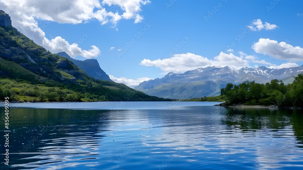 Scenic view of lake by mountains against sky Scenic view of lake by mountains against sky