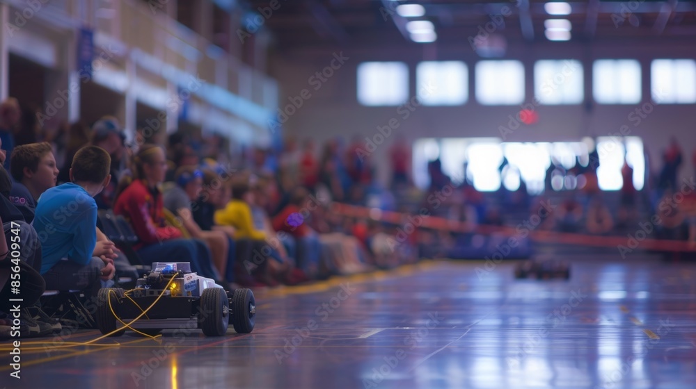 custom made wallpaper toronto digitalA hazy crowd watches as the indoor robotics competition heats up.