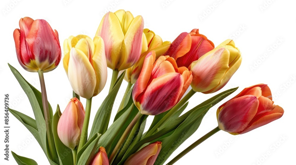 Tulip bouquet isolated on white background