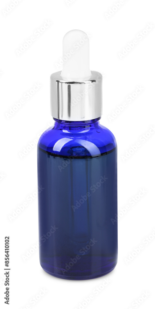 One blue bottle with tincture isolated on white One blue bottle with tincture isolated on white