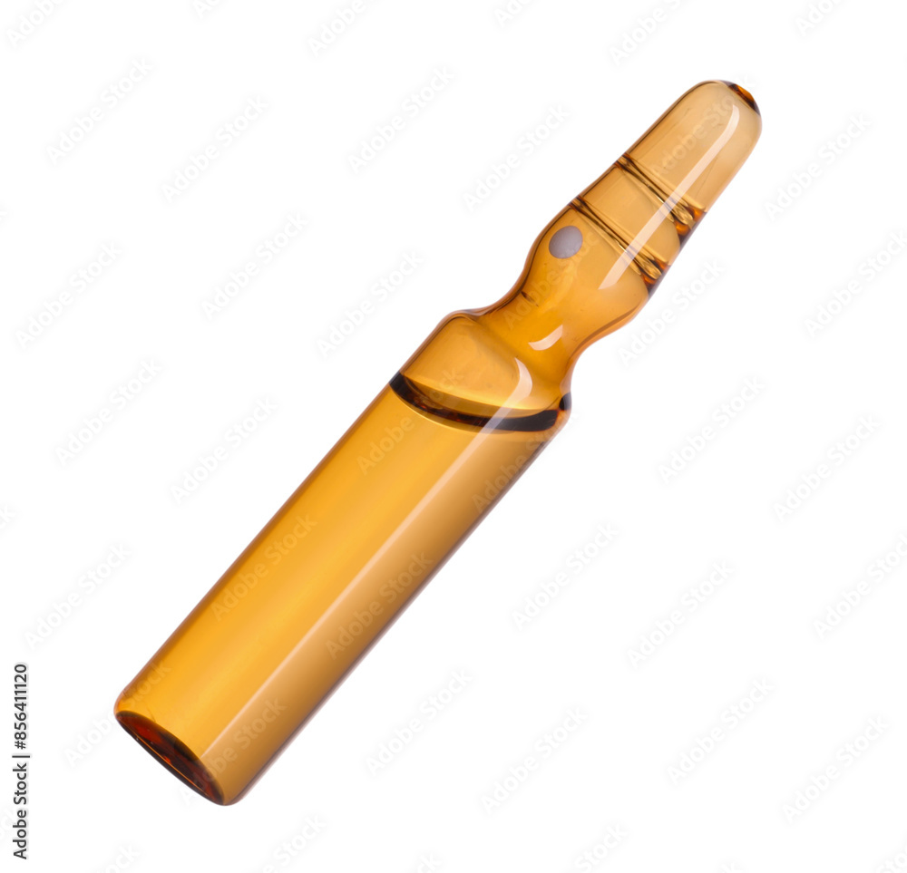 Glass ampoule with liquid isolated on white Glass ampoule with liquid isolated on white