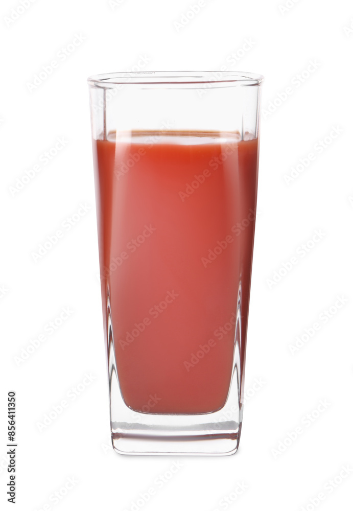 Fresh tomato juice in glass isolated on white Fresh tomato juice in glass isolated on white