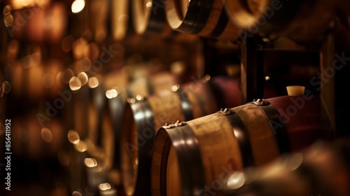 The indistinct view of this cellar tour alludes to the exclusivity of this wine collection. photo