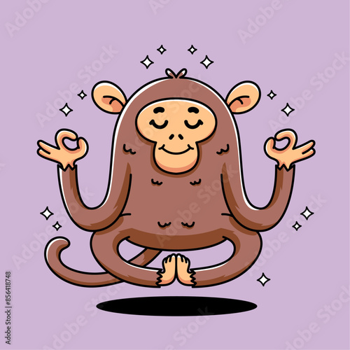 Cartoon yoga monkey