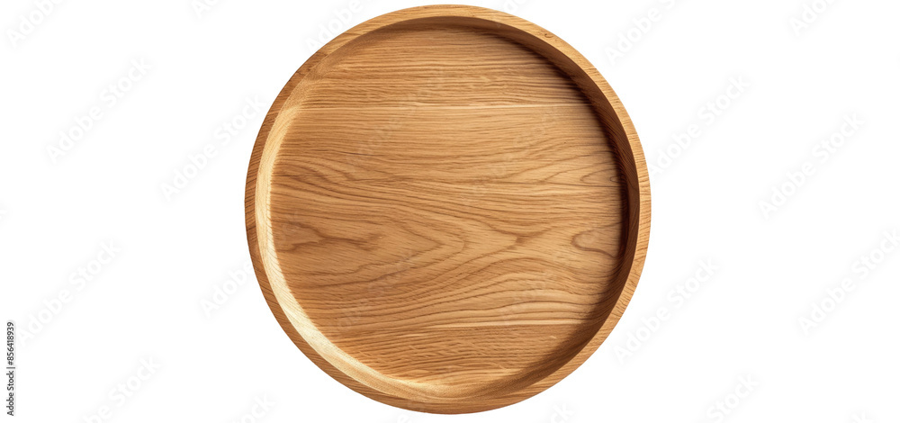 Round wood light tray on a white background in | Isolated on Transparent & White Background | PNG File with Transparency