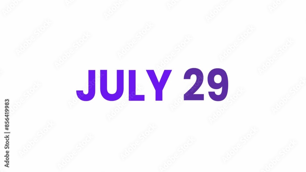 29th July calendar icon animation. Alpha matte with transparent background 4K resolution. 29th July calendar icon animation. Alpha matte with transparent background 4K resolution.