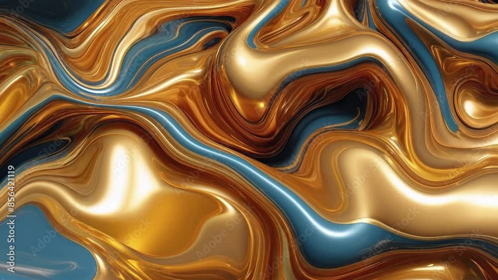 gold blue 3d abstract liquid animation background gold blue 3d abstract liquid animation background