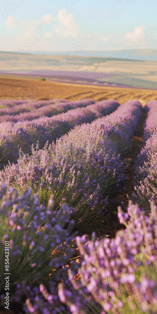 Obraz premium Campo de Flores de Lavanda Roxa Vibrante