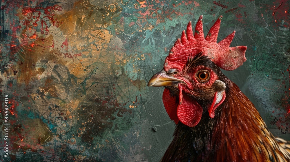 Fototapeta premium A hen glancing behind