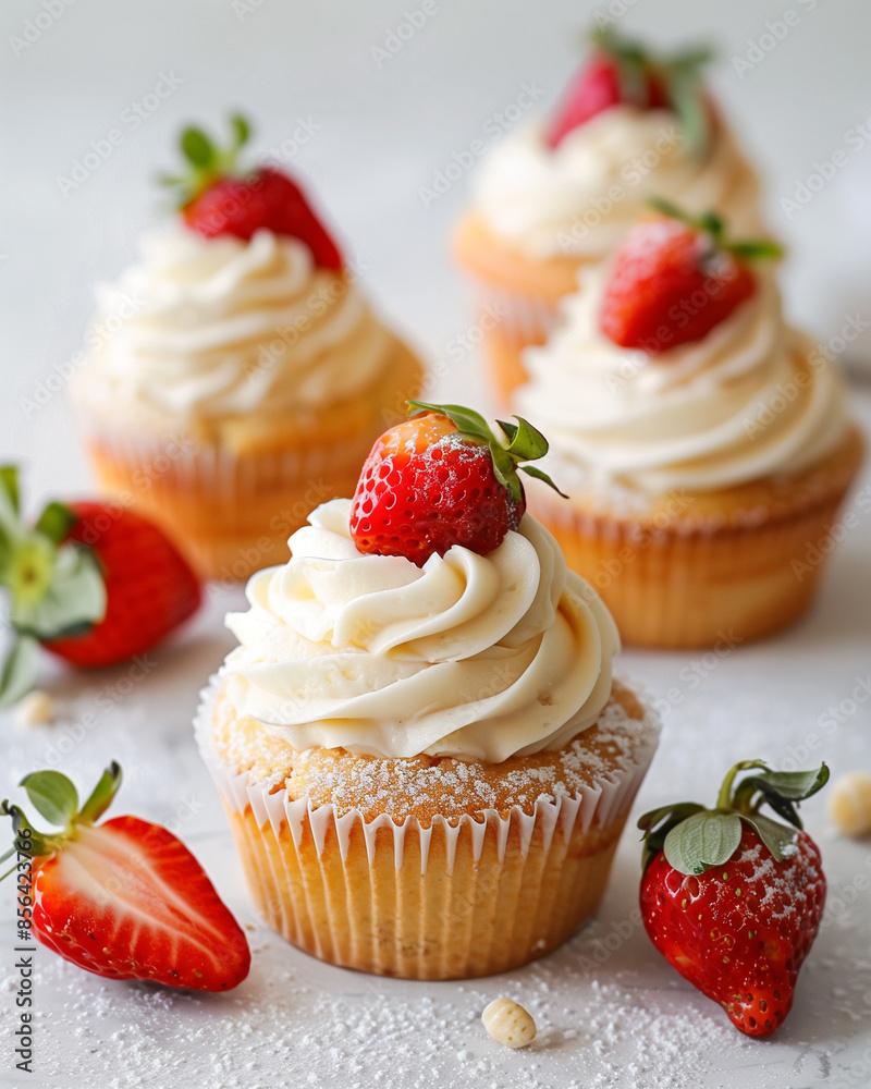 cupcake with strawberry cupcake with strawberry