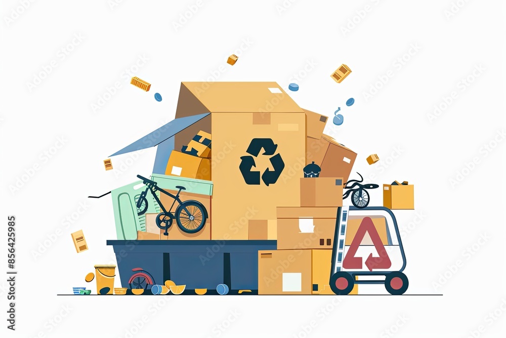 Naklejka premium Conceptual Recycle Flat Illustration created with Generative AI