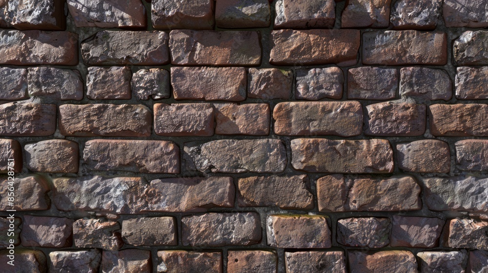 Obraz premium A brick wall with a few cracks and a few missing bricks