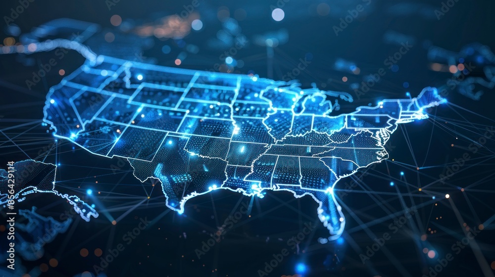 united states map style technological connections and innovation united states map style technological connections and innovation