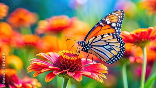 Butterfly perched delicately on a vibrant flower, butterfly, insect, wings, garden, nature, beautiful, colorful, petals
