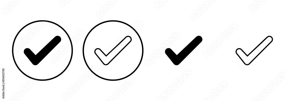 Check mark icon set. Check mark icon. Tick mark symbol vector Check mark icon set. Check mark icon. Tick mark symbol vector