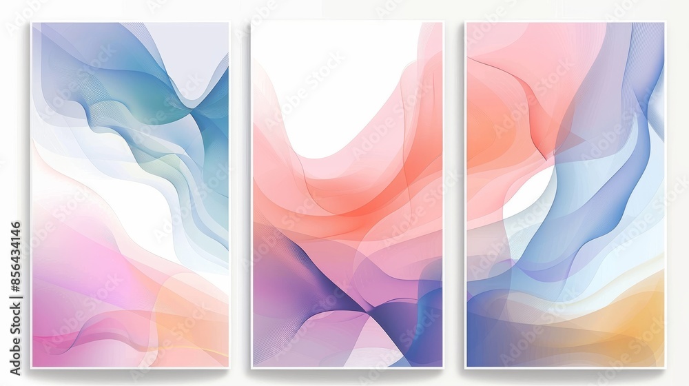 Modern abstract art with gradient colors, set of three posters Modern abstract art with gradient colors, set of three posters