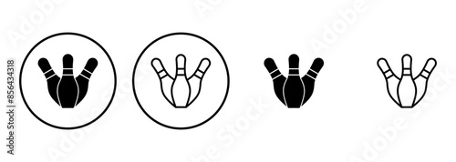 Bowling icon set. bowling ball and pin icon. bowling pins