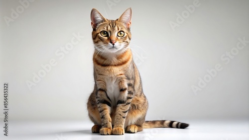 realistic cat model in various poses on white background, feline, kitty, animal, isolated, cute, pet, domestic photo