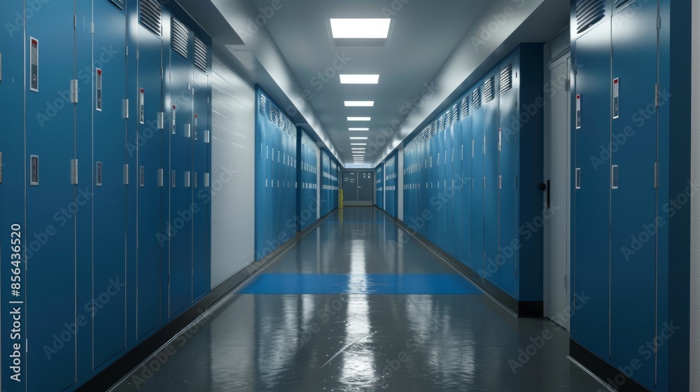 Long Blue Locker Corridor - Generative AI Long Blue Locker Corridor - Generative AI