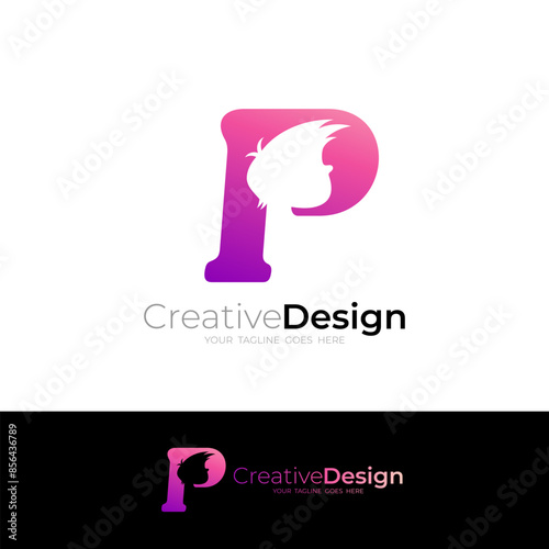 icon of the letter P with a child's head, social logos, charity