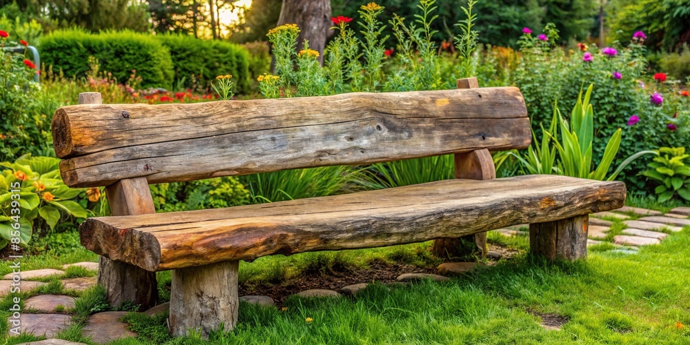 Rustic garden bench made from repurposed old log , natural, garden ...