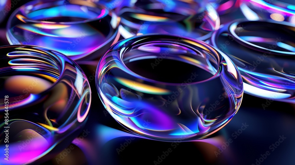 Colorful Abstract Glass Rings, Generative AI Colorful Abstract Glass Rings, Generative AI