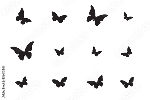 set of butterflies silhouettes