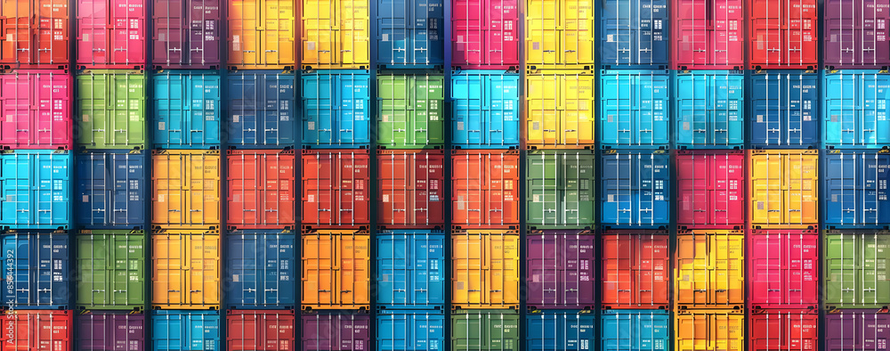 Colorful shipping containers stacked in a grid pattern. Colorful shipping containers stacked in a grid pattern.