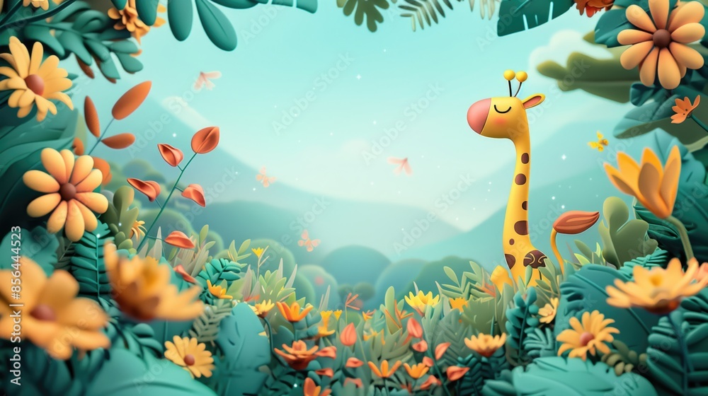 digital empty animal background for children's sessions in kids color style, copy space digital empty animal background for children's sessions in kids color style, copy space