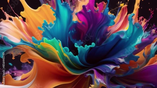 Vibrant and Dynamic Paint Splashes Creating an Explosion of Color in High-Definition Artistic Motion