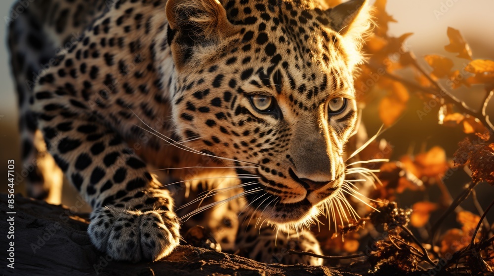 Obraz premium In the Wild - Leopard showcasing Strength and Strategy by Dragging Prey up a Tree to Protect from Scavengers