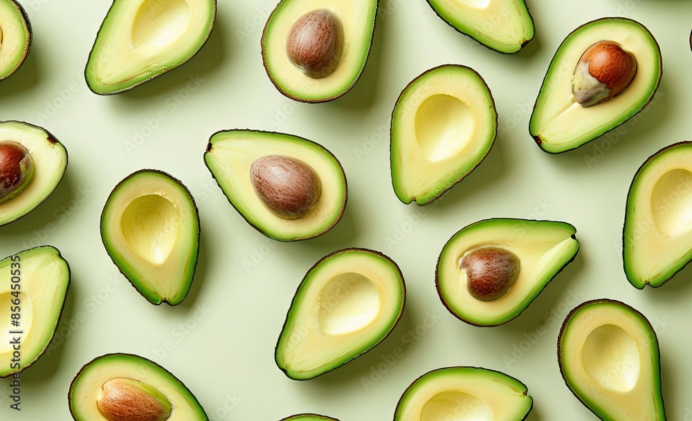 Avocado Pattern on Green Background Avocado Pattern on Green Background